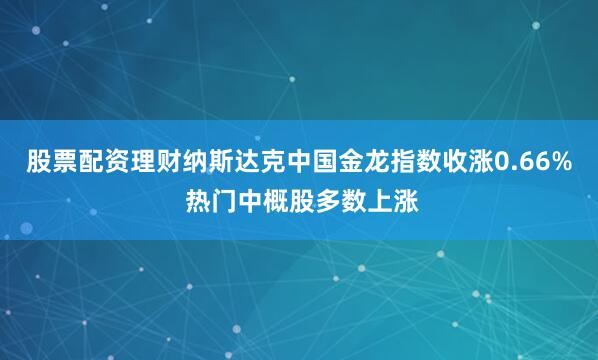 股票配资理财纳斯达克中国金龙指数收涨0.66% 热门中概股多数上涨